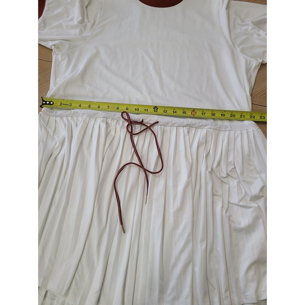 Varley Tennis Dress Women 2X White Burgundy Pleated Ringer Activewear - Picture 7 of 8